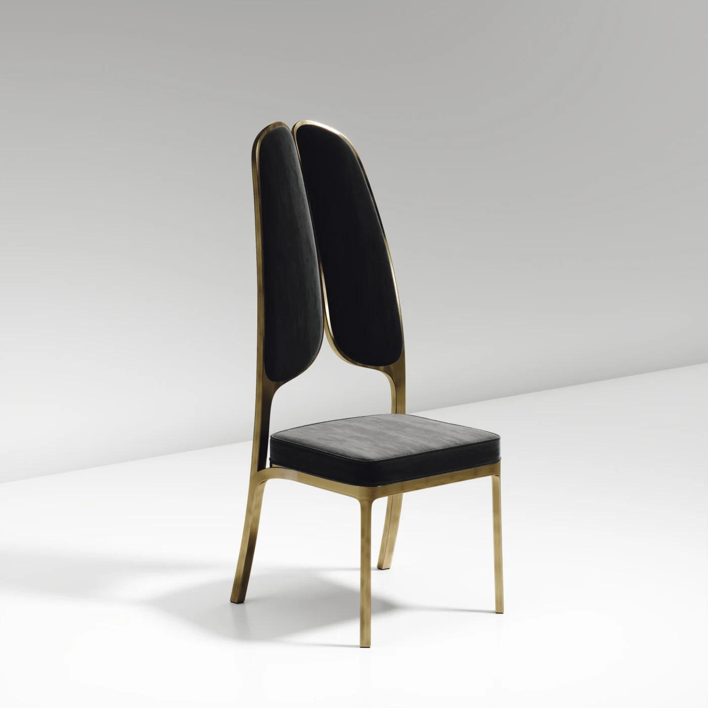 Dining Chair with Bronze Patina Brass