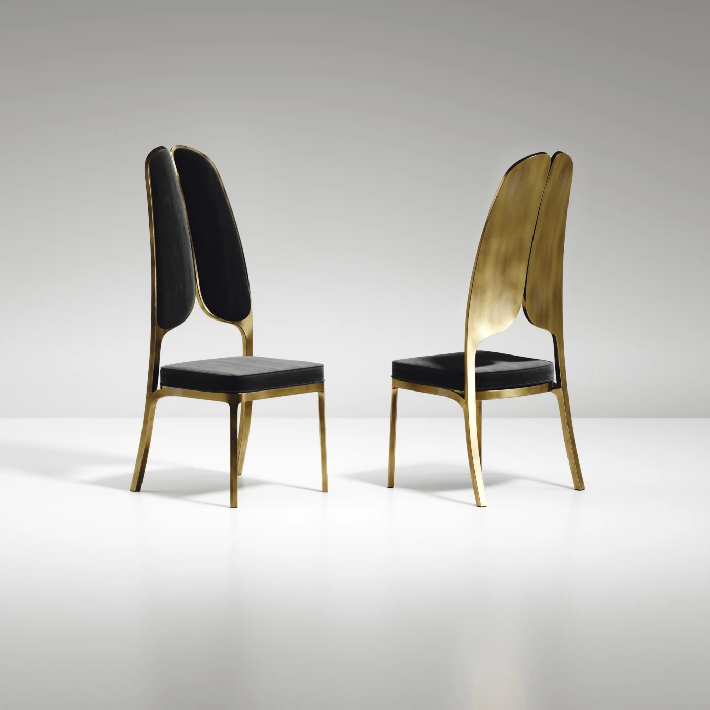 Dining Chair with Bronze Patina Brass