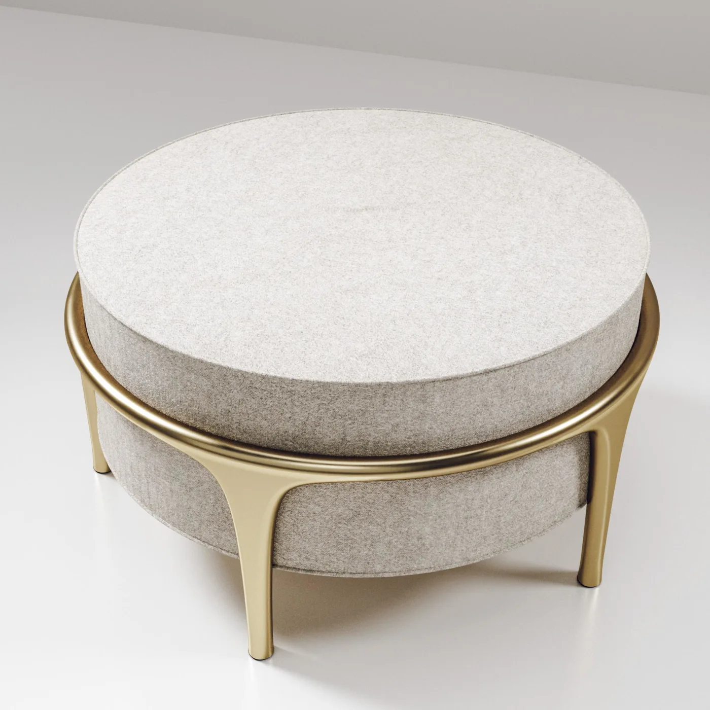 Upholstered Ottoman with Bronze Patina Brass Details