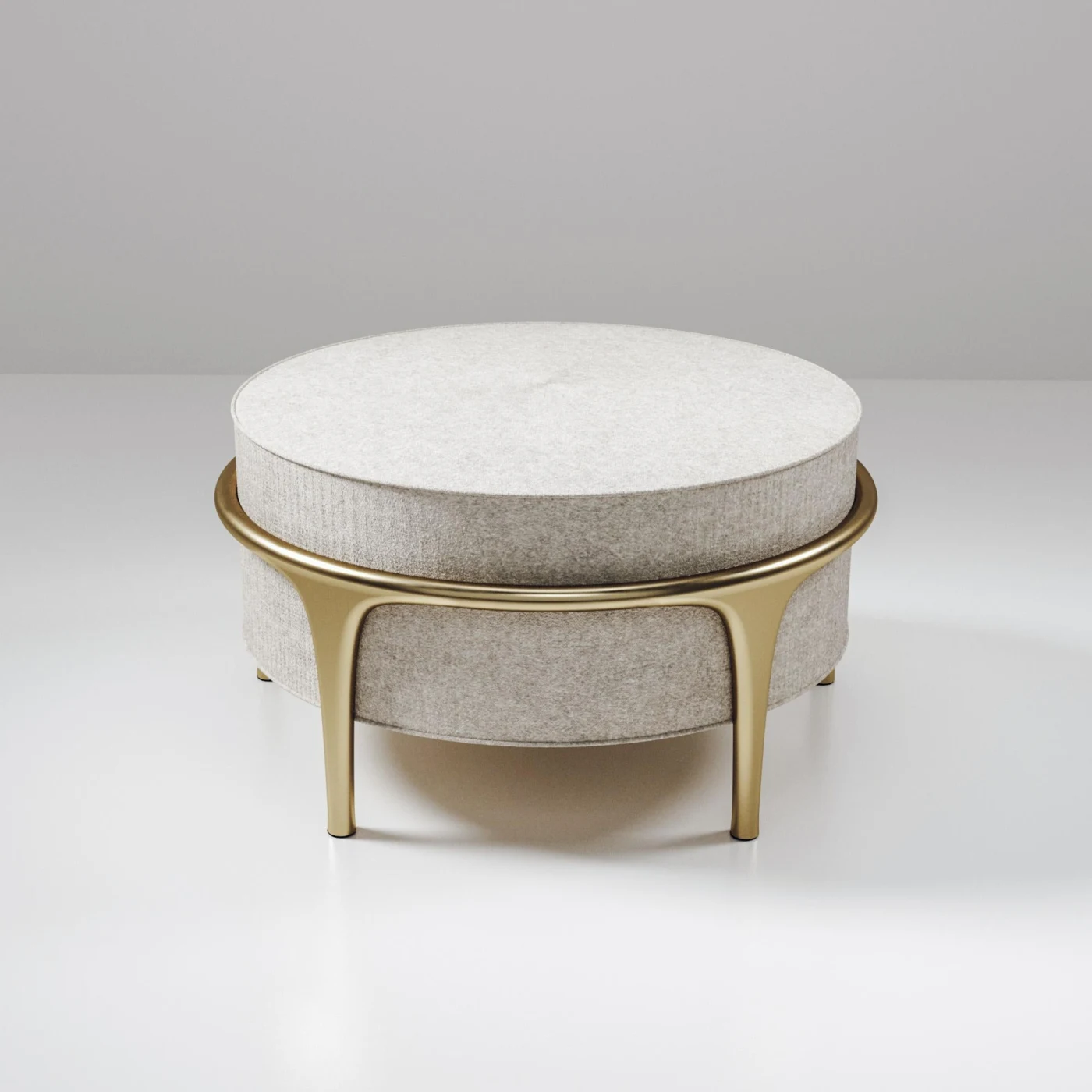 Upholstered Ottoman with Bronze Patina Brass Details