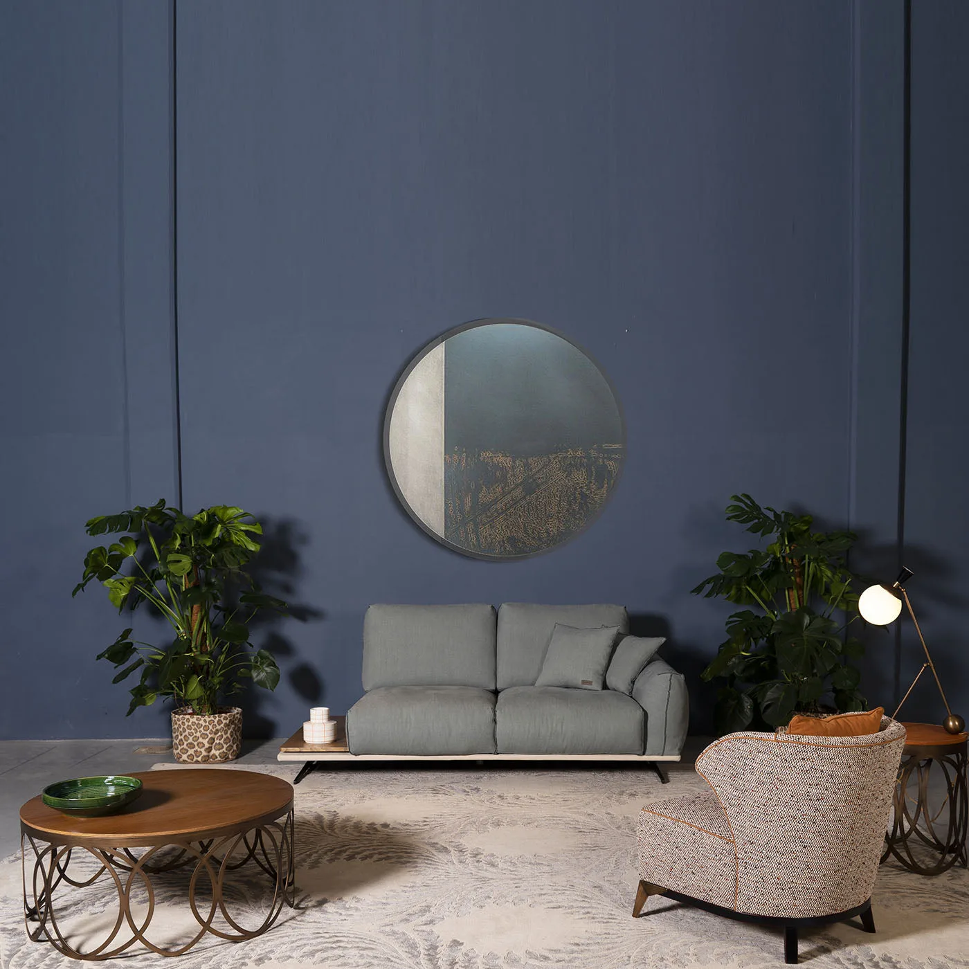 Valzer Round Brass Coffee Table With Wooden Top