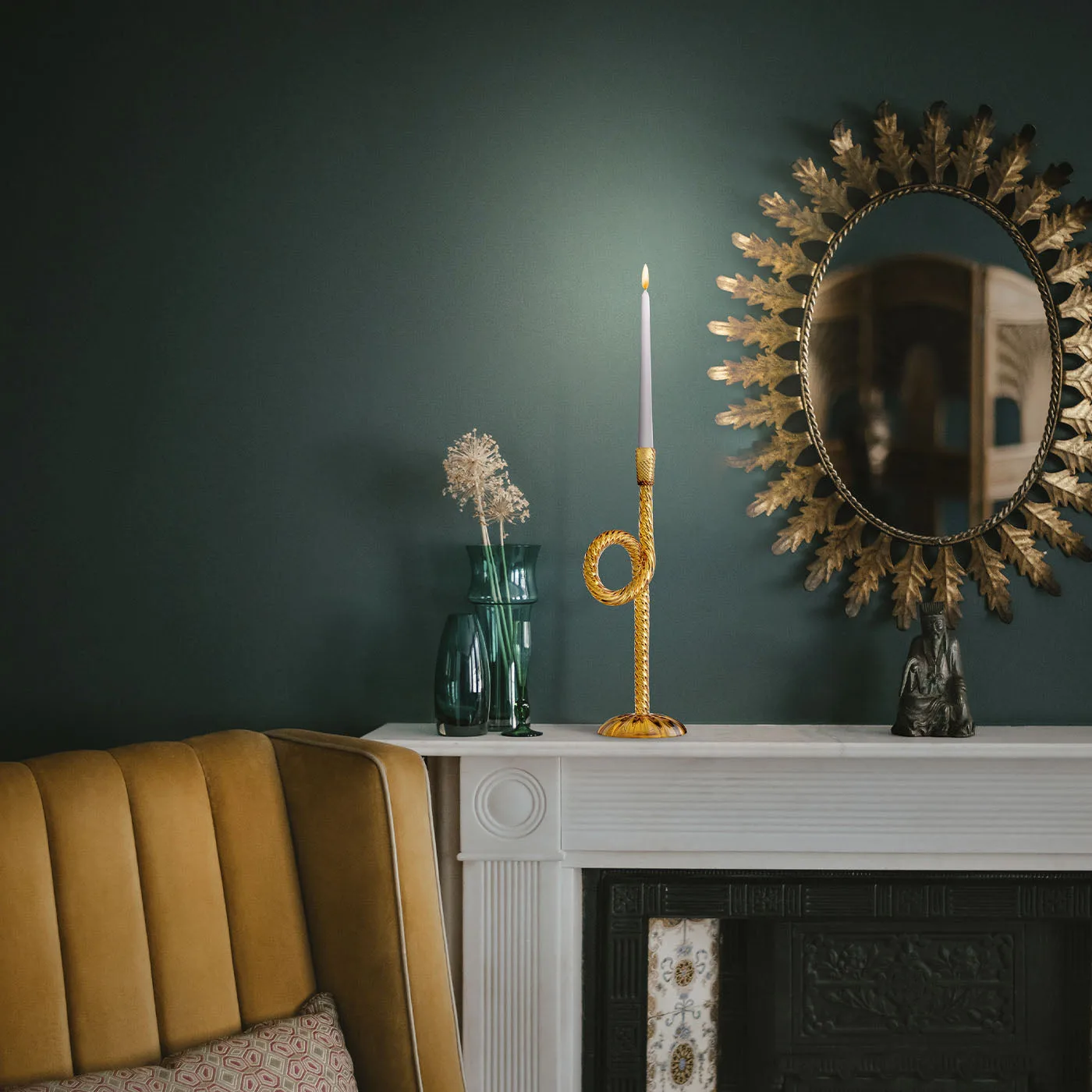 Venetian Yellow Knot Glass Candle Holder