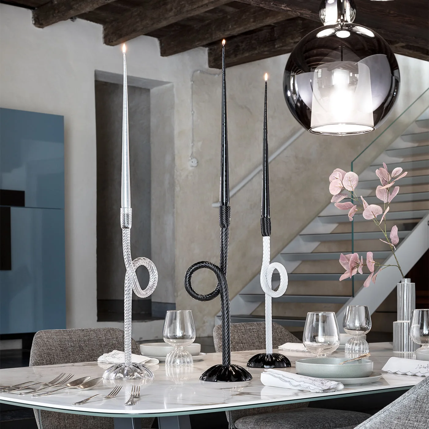 Venetian Knot Transparent Candlestick