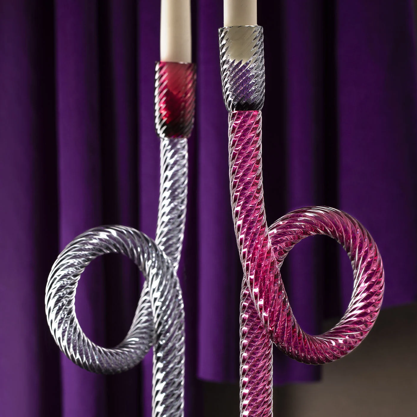 Venetian Ruby Knot Murano Glass Candle Holder 2