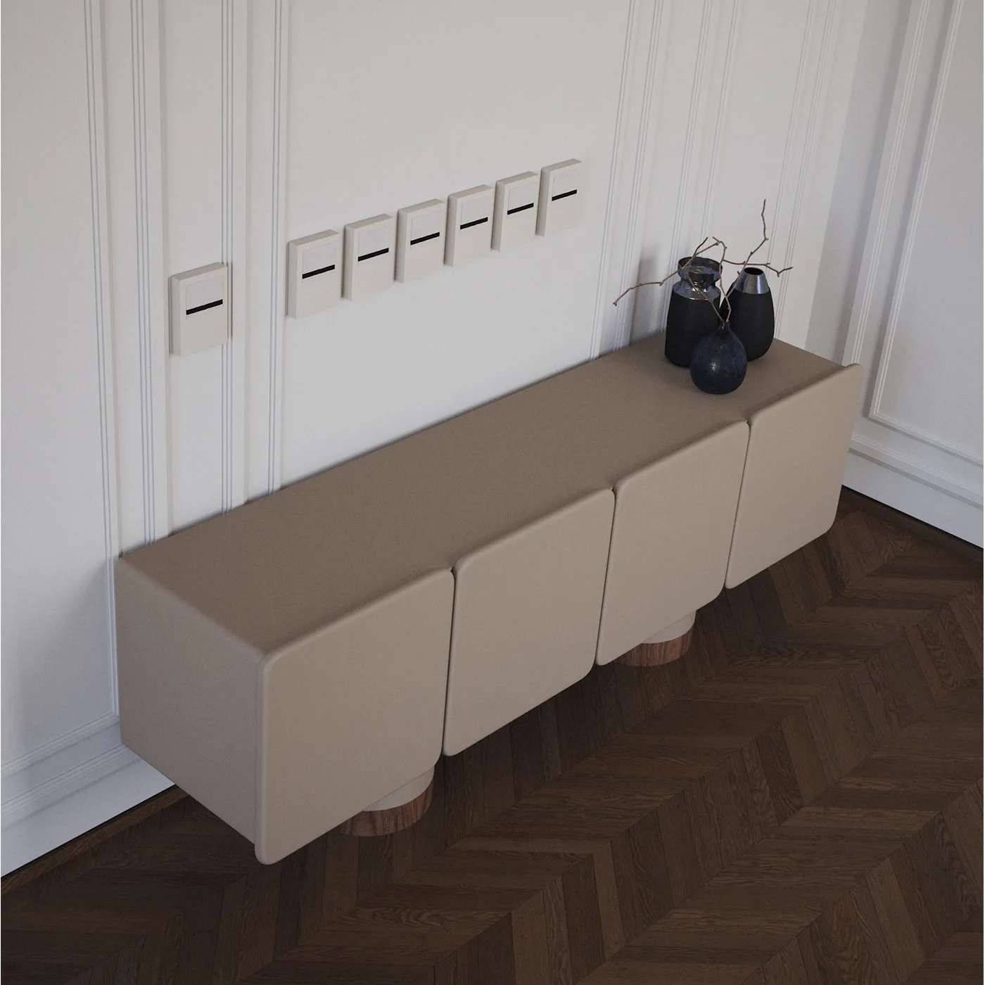 Venus Greige 4 Doors Sideboard