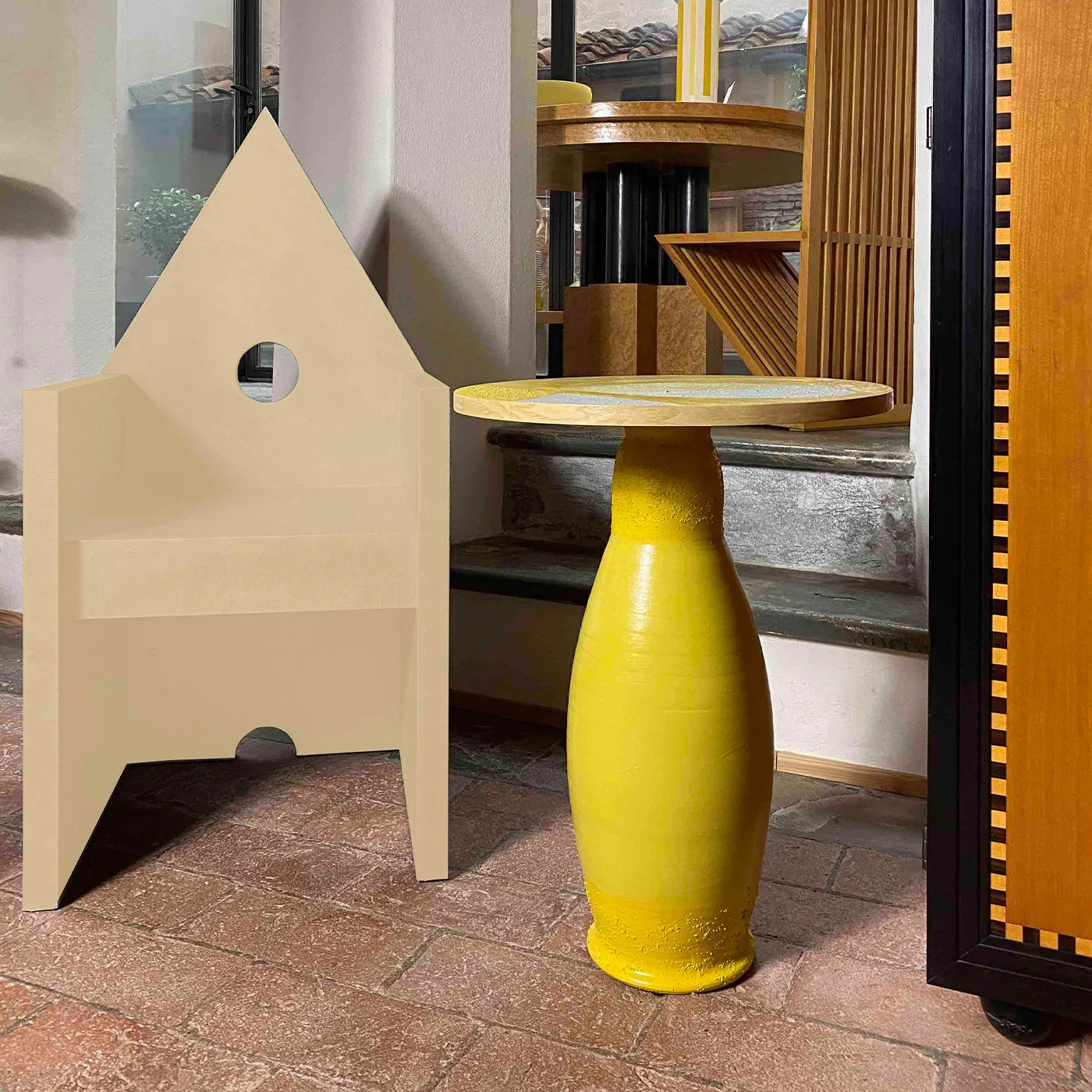 Vescovina Beige Lounge Armchair by Lanfranco Benvenuti