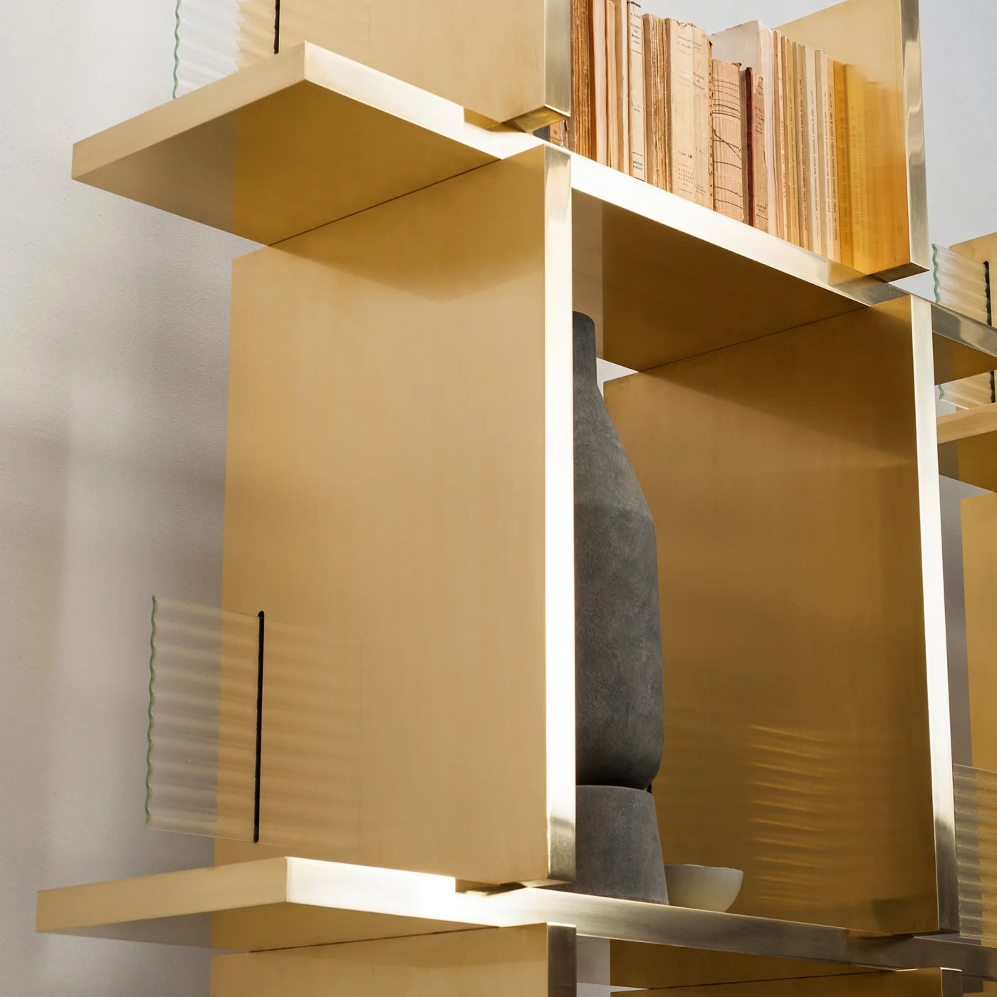 Vice Versa Brushed Polished Brass Bookcase By Draga & Aurel