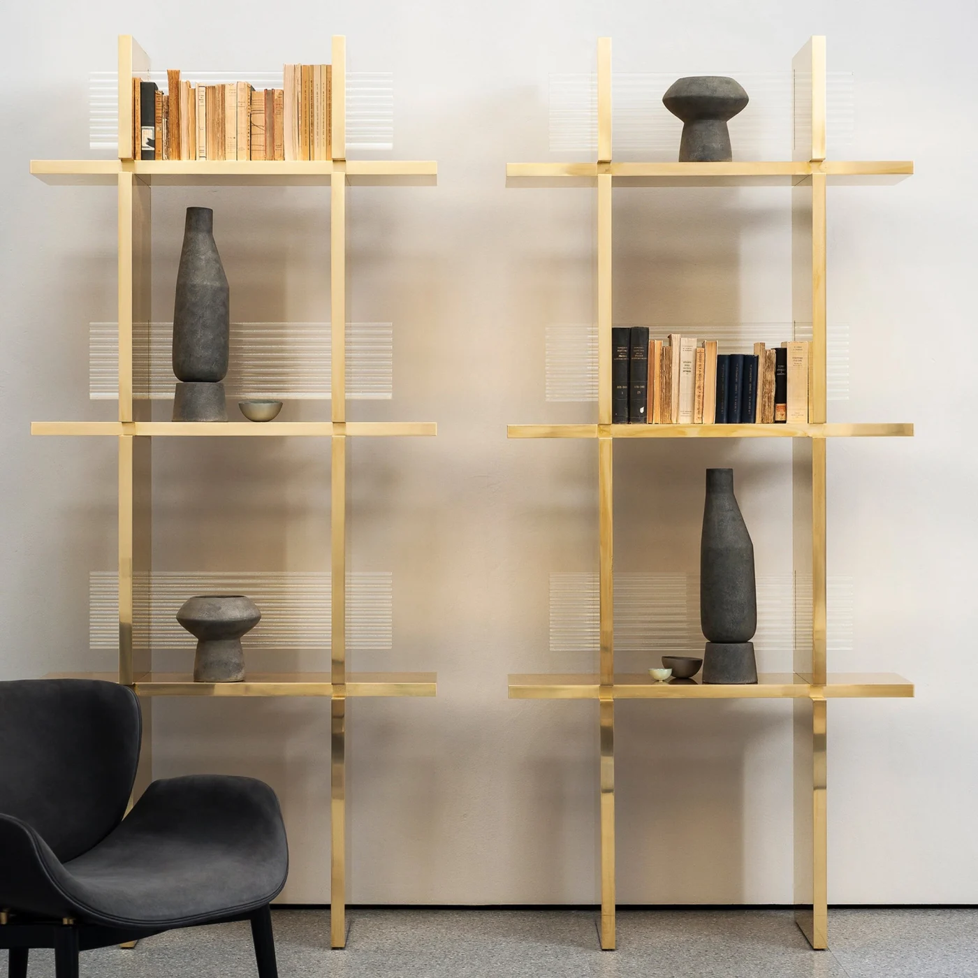 Vice Versa Brushed Polished Brass Bookcase By Draga & Aurel