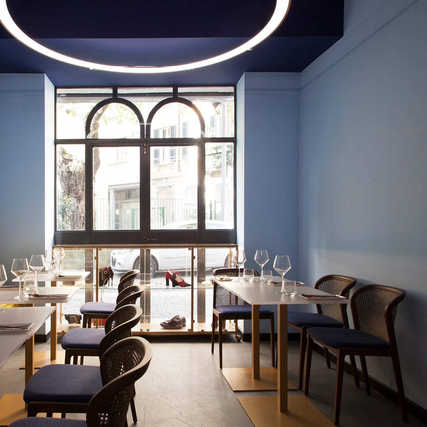 Vienna Straw and Natural Beech Blue Dining Chair