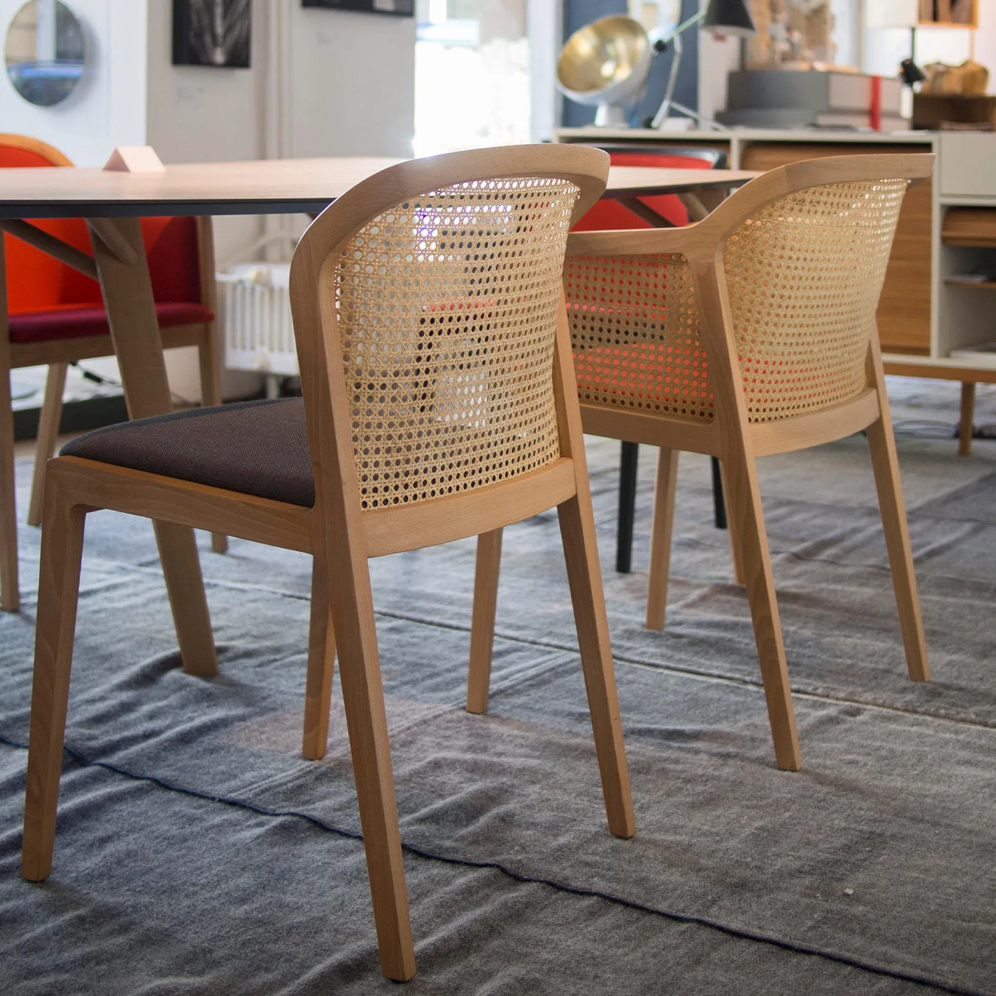 Vienna Straw and Natural Wool Black Dining Chair