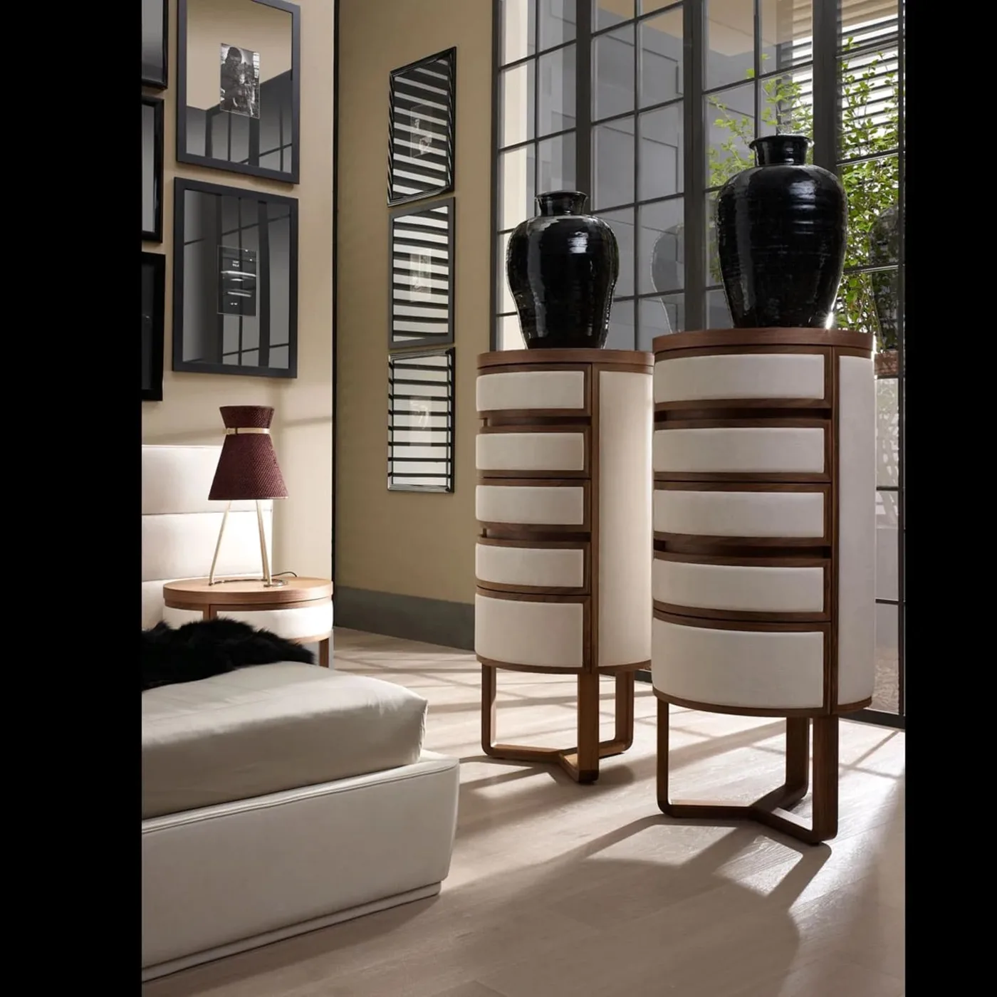 World Chest Of Drawer in Beige Leather