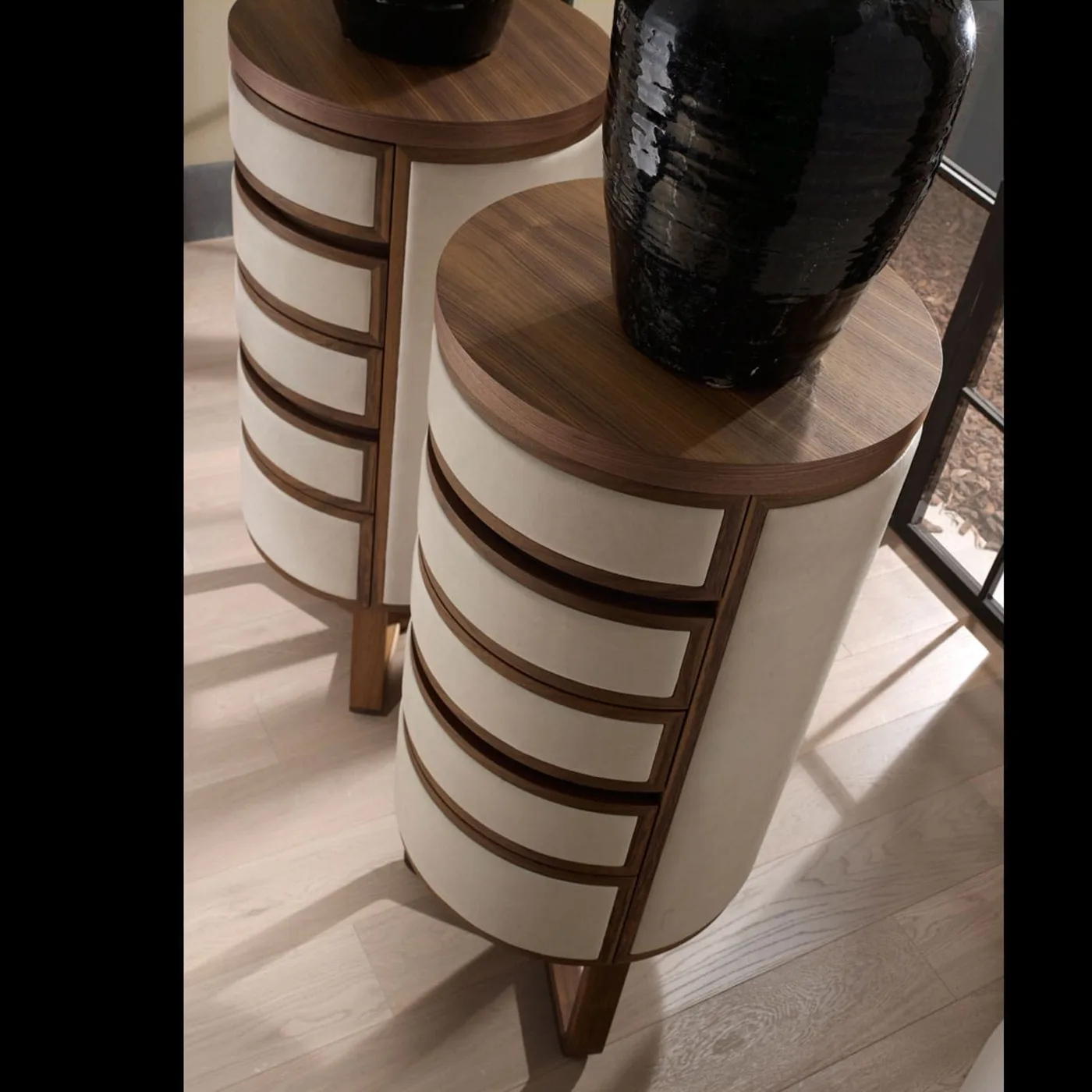 World Chest Of Drawer in Beige Leather