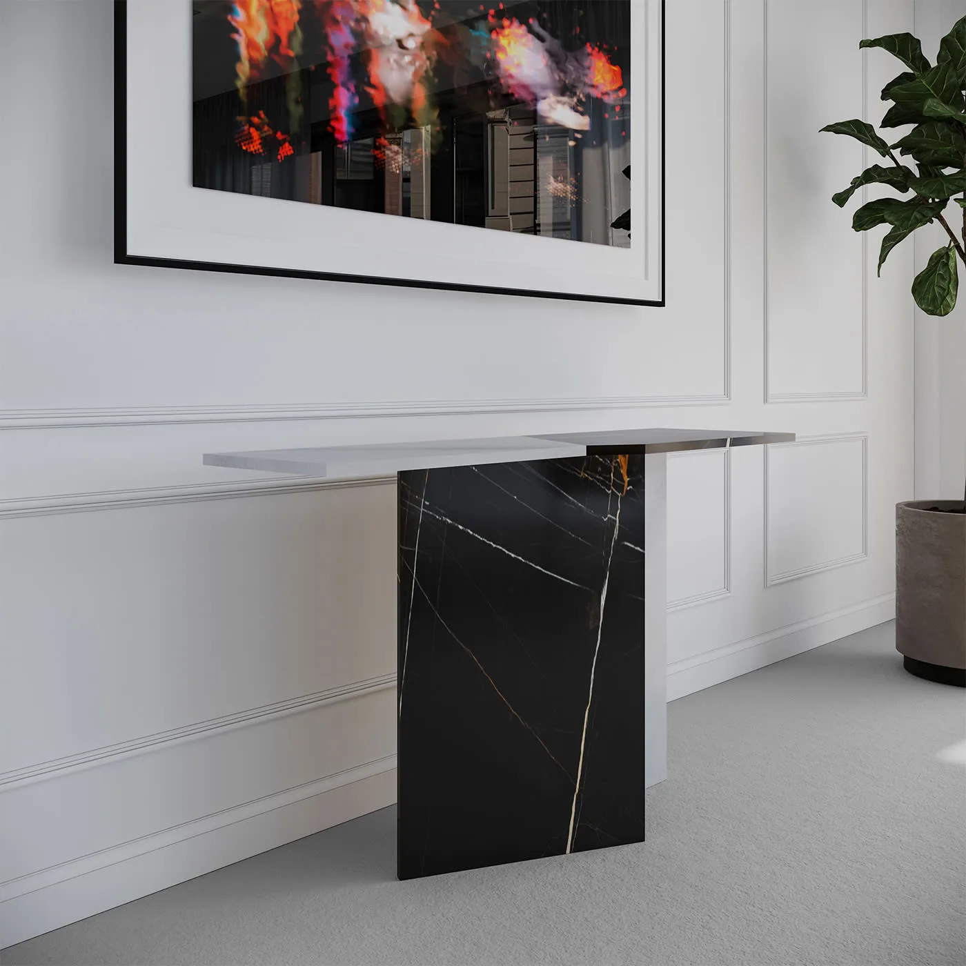 Zion Sahara Noir & Bianco T Marble Console