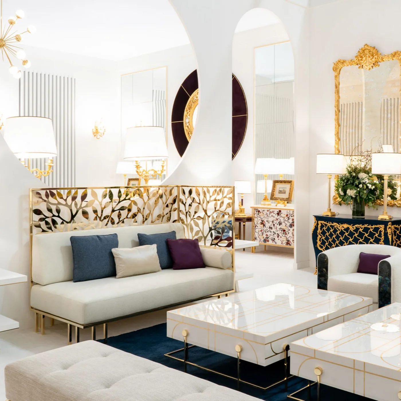 Gold Metal Sofa With Sculptural Backrest - CG Capelletti