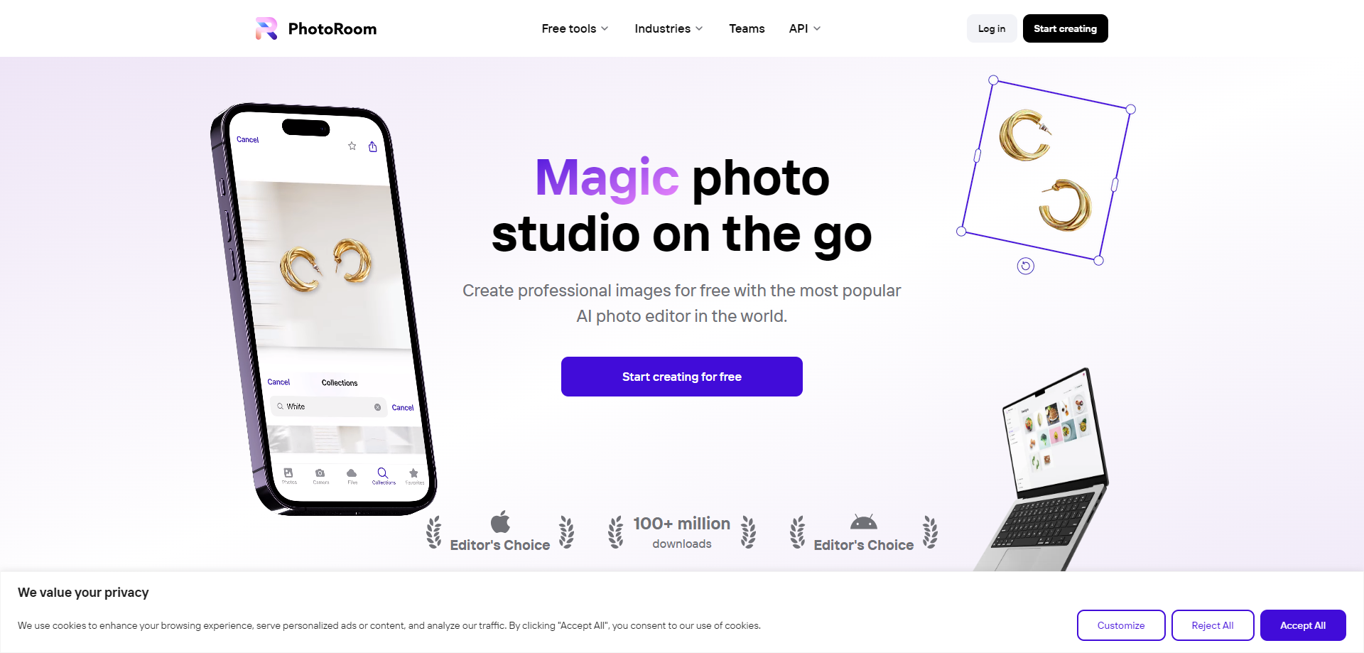 Photoroom landing page