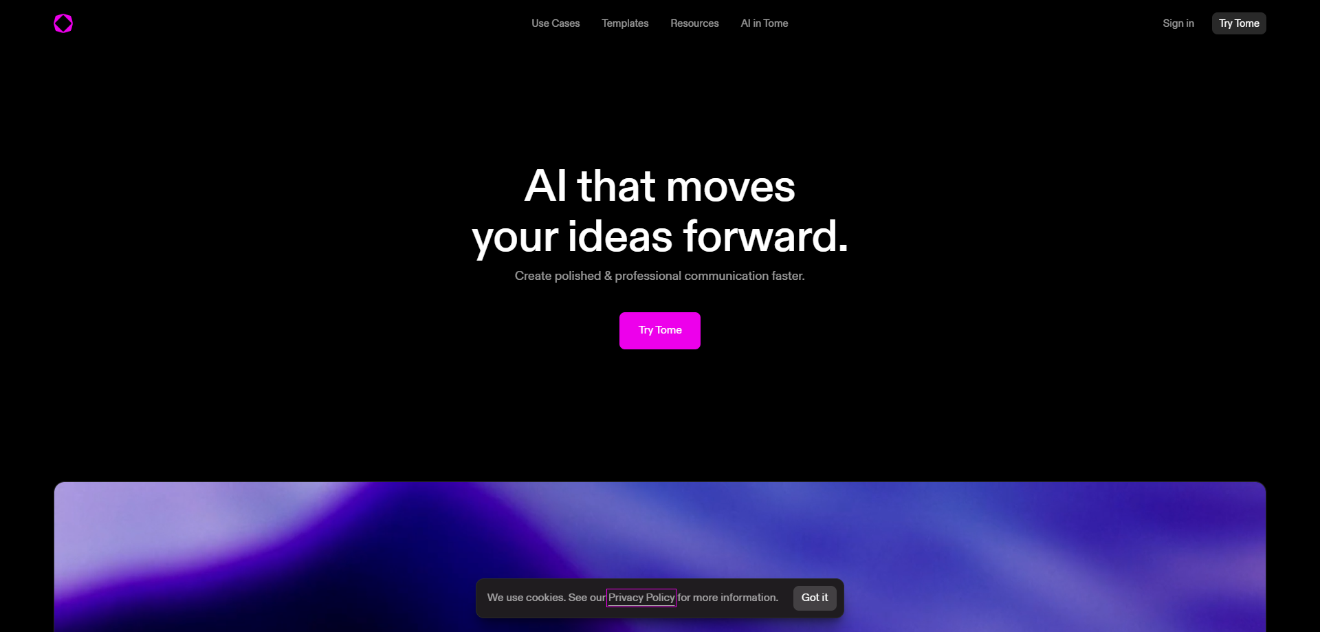 Tome landing page