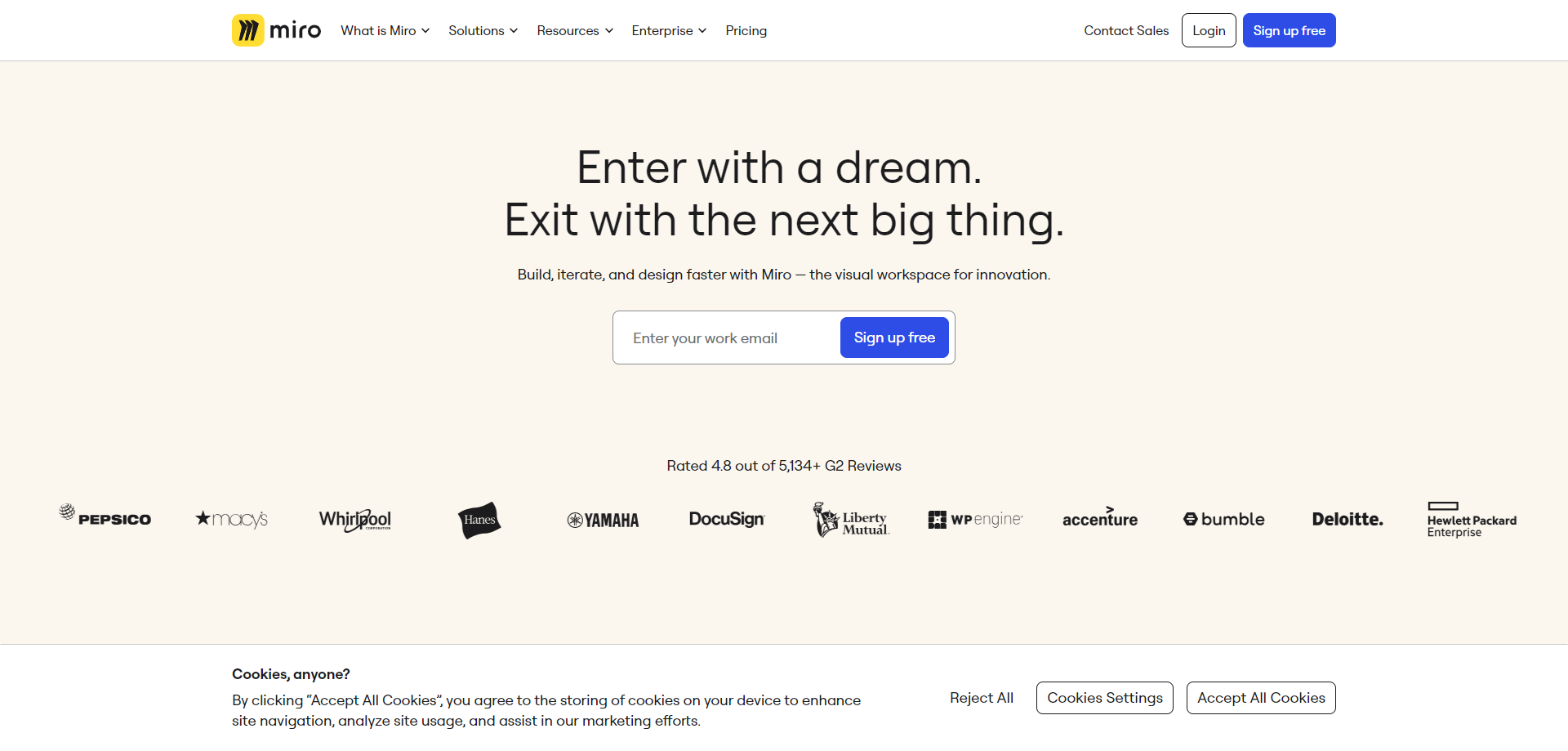 Miro landing page