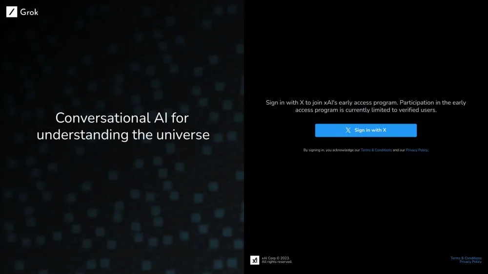 Grok landing page