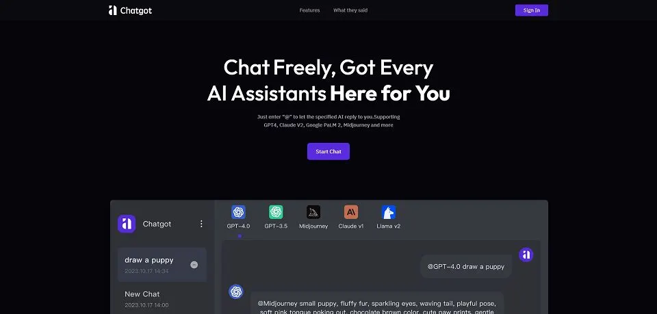 Chatgot landing page