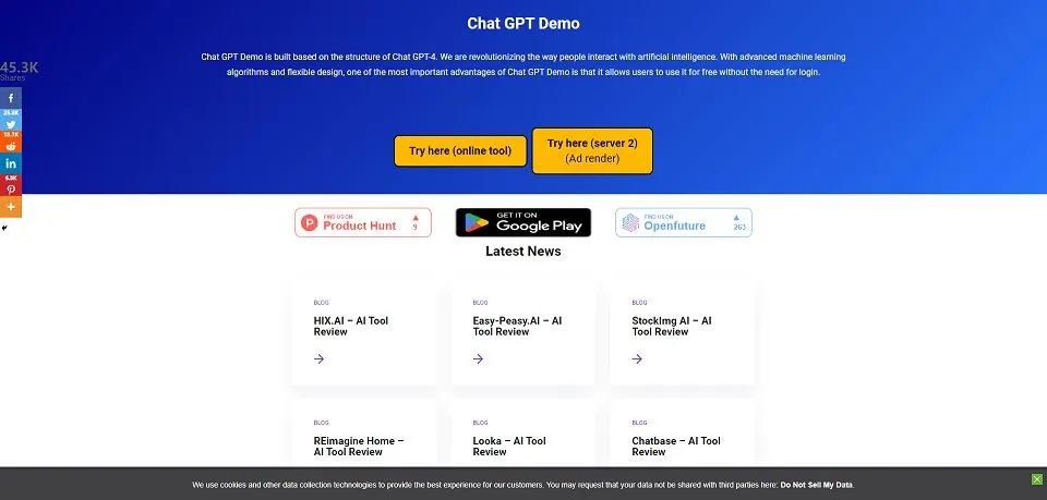 Chat GPT Demo landing page