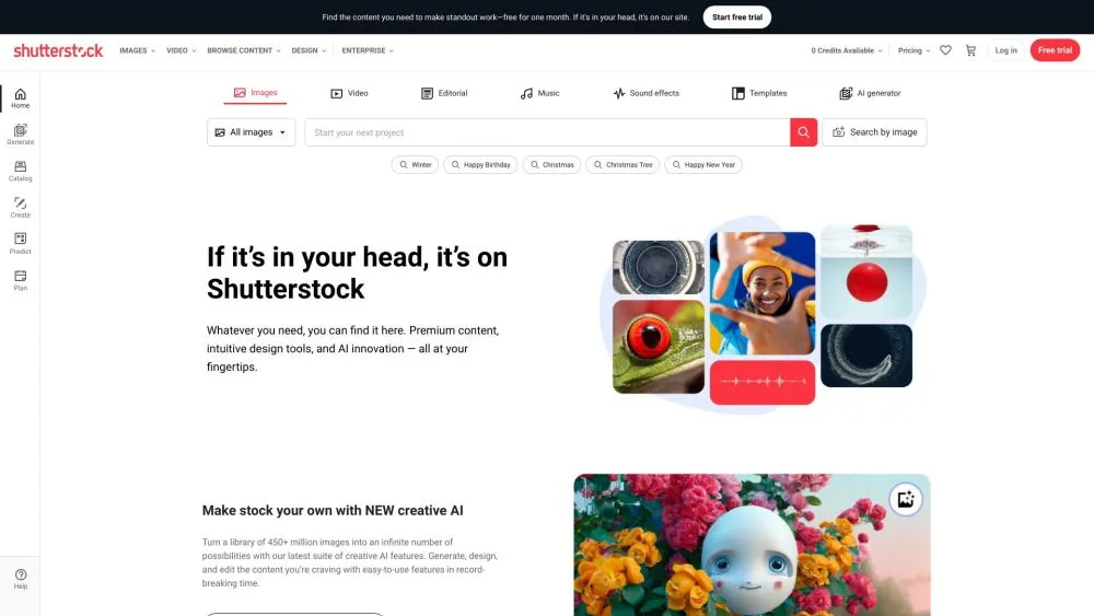 Shutterstock landing page