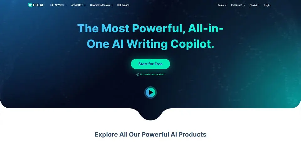 Hix.AI landing page