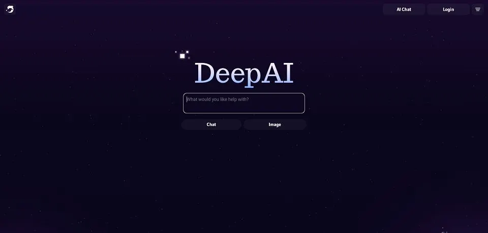 DeepAI landing page