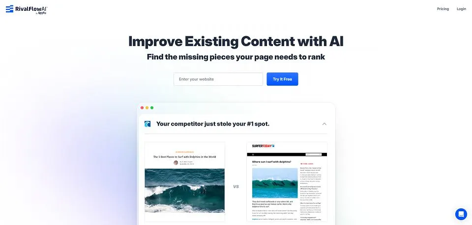 RivalFlow AI landing page