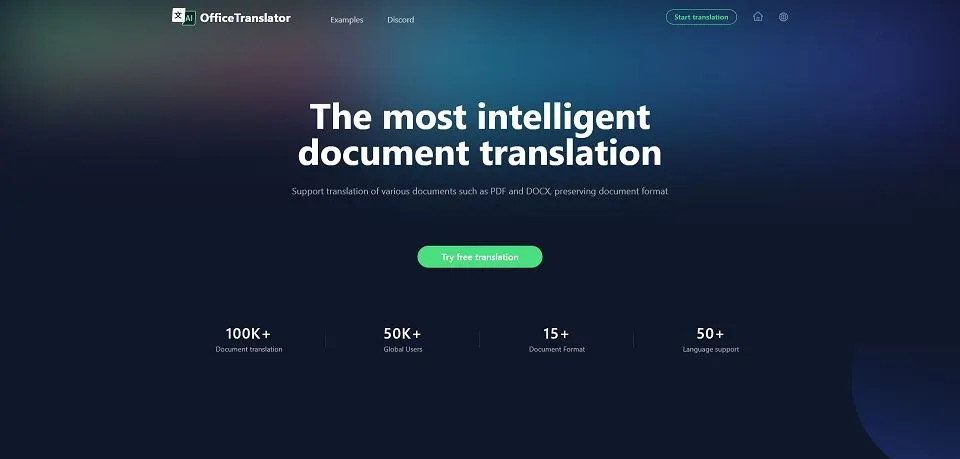 Office Translator landing page