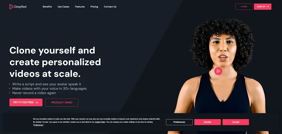 DeepReel landing page