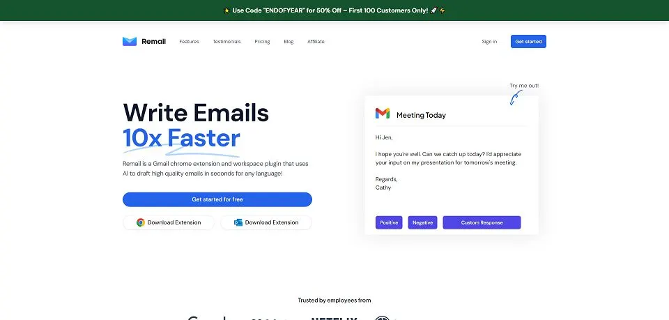 Remail landing page