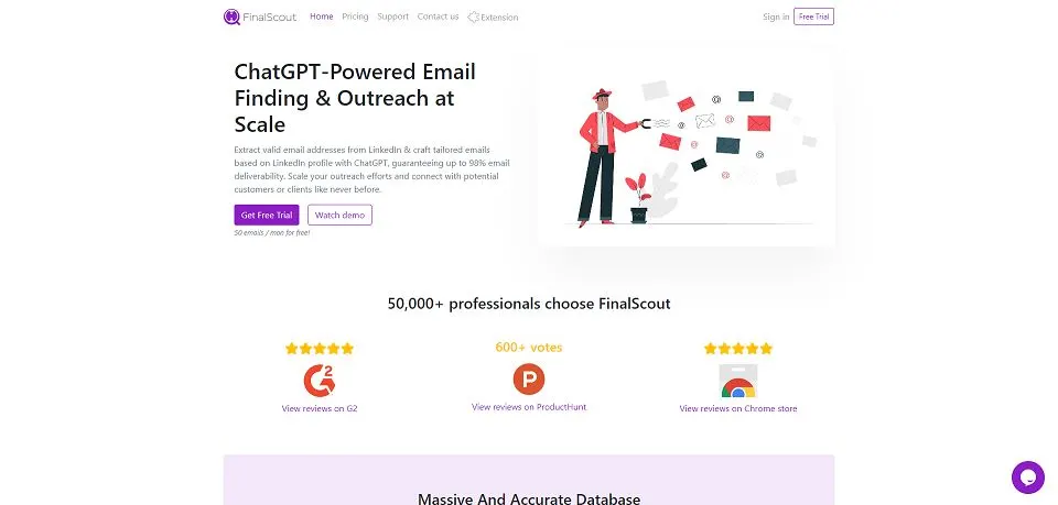 Finalscout landing page