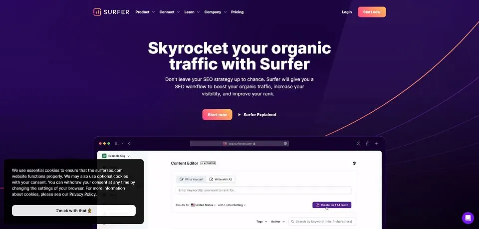 Surfer landing page