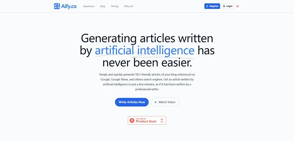 Aify.co landing page