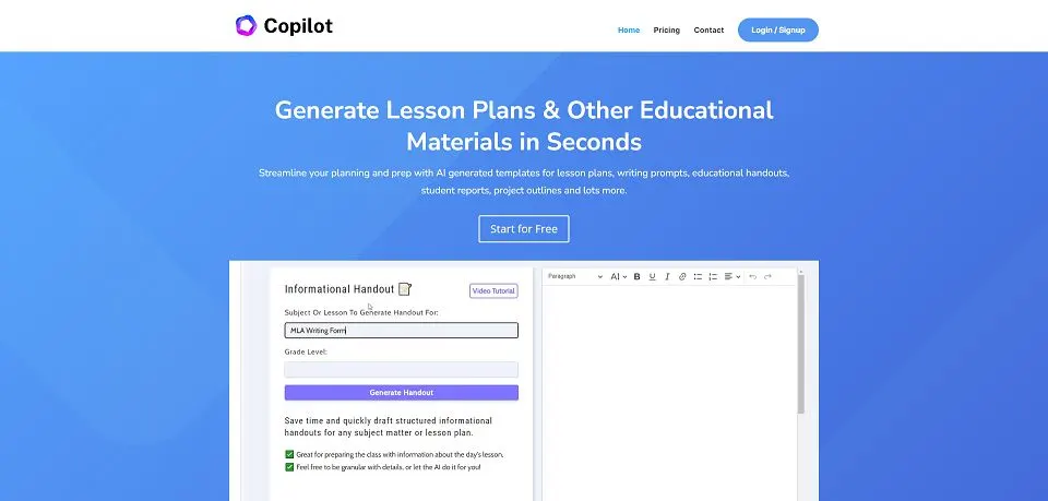 Education CoPilot landing page