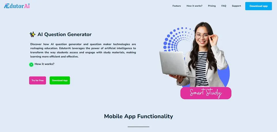 Edutor AI landing page