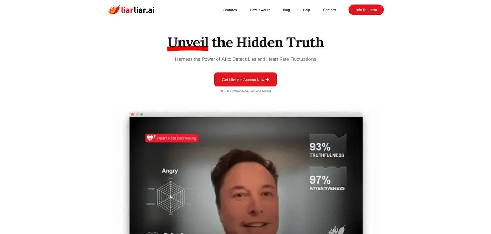 LiarLiar.ai landing page