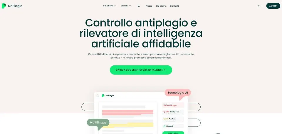 NoPlagio landing page