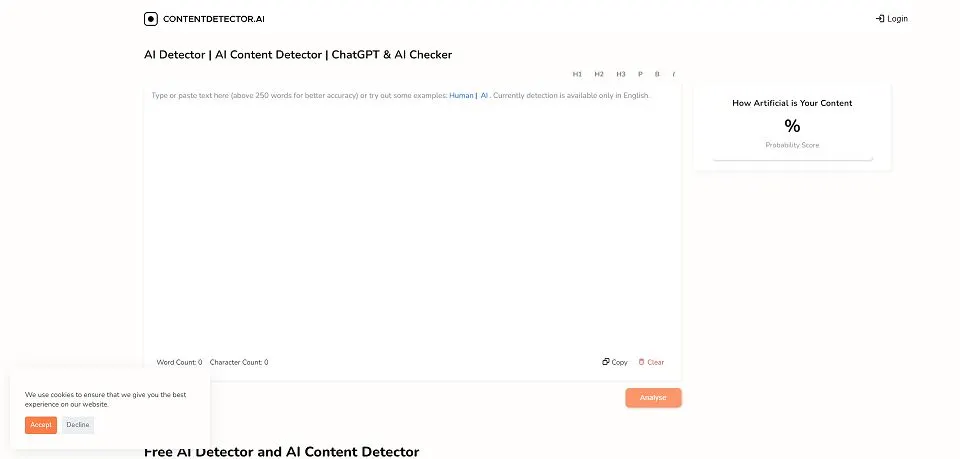 ContentDetector.AI landing page