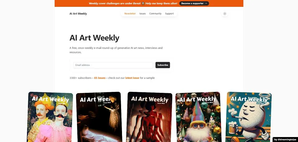 AI Art Weekly landing page