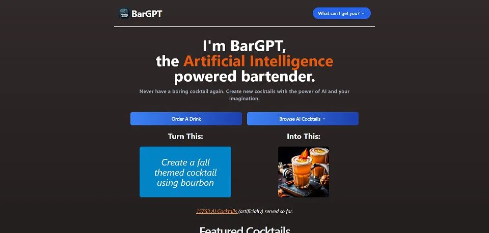 BarGPT landing page