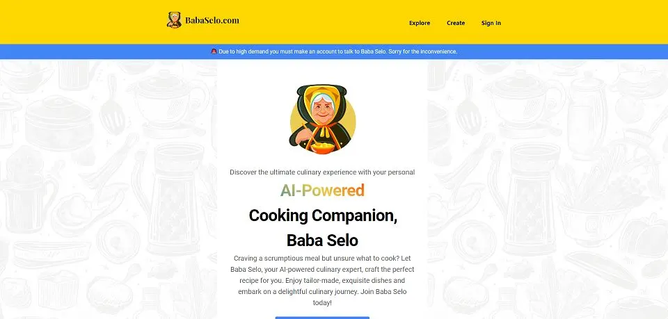 Baba Selo landing page