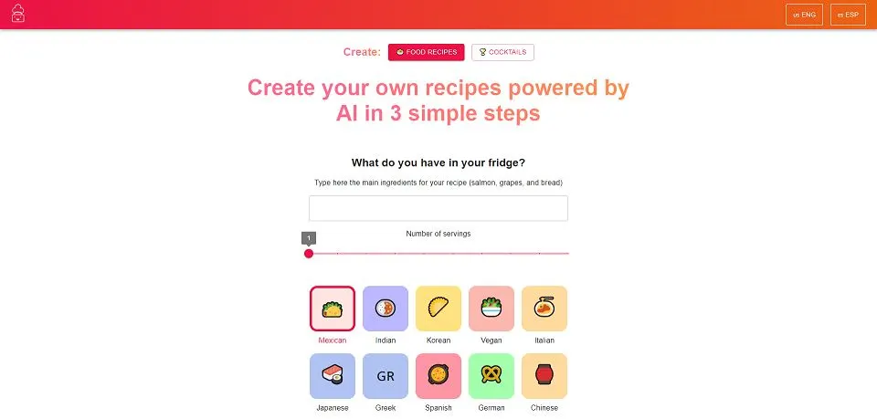 aifoodie.co landing page