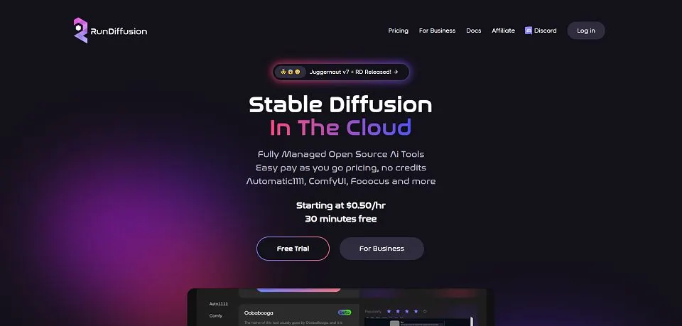 RunDiffusion landing page