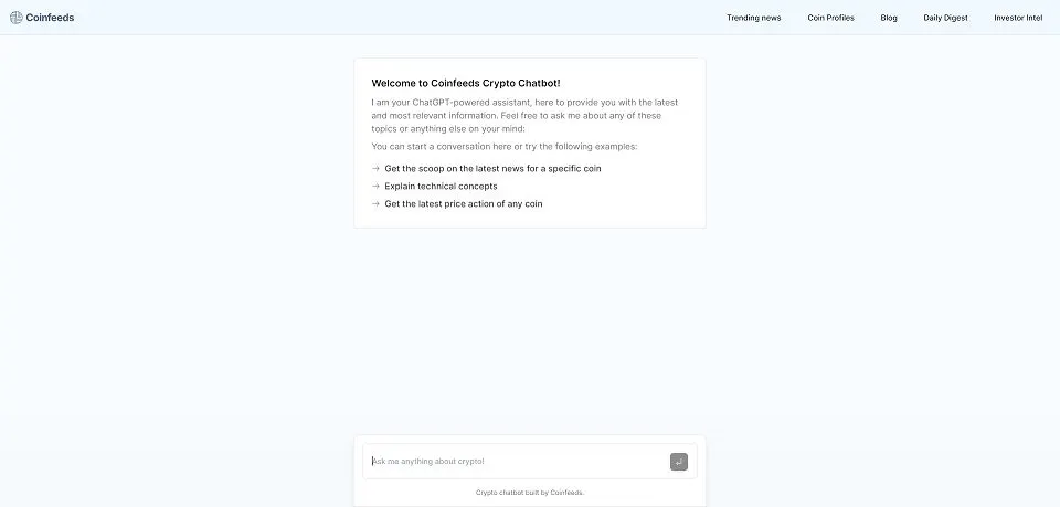 Coinfeeds landing page