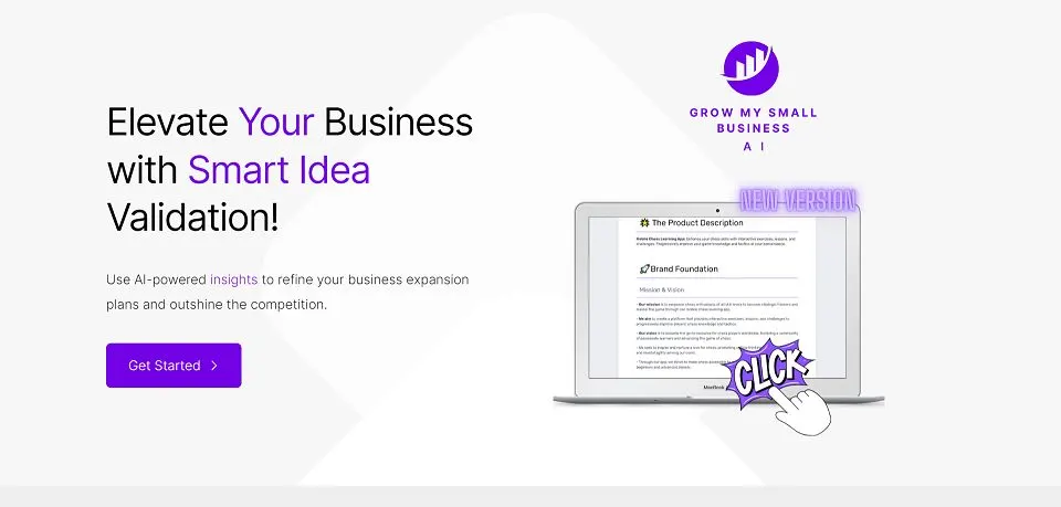 Grow My Small Business AI landing page