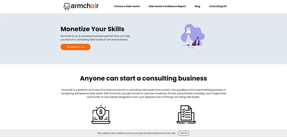 Armchair landing page