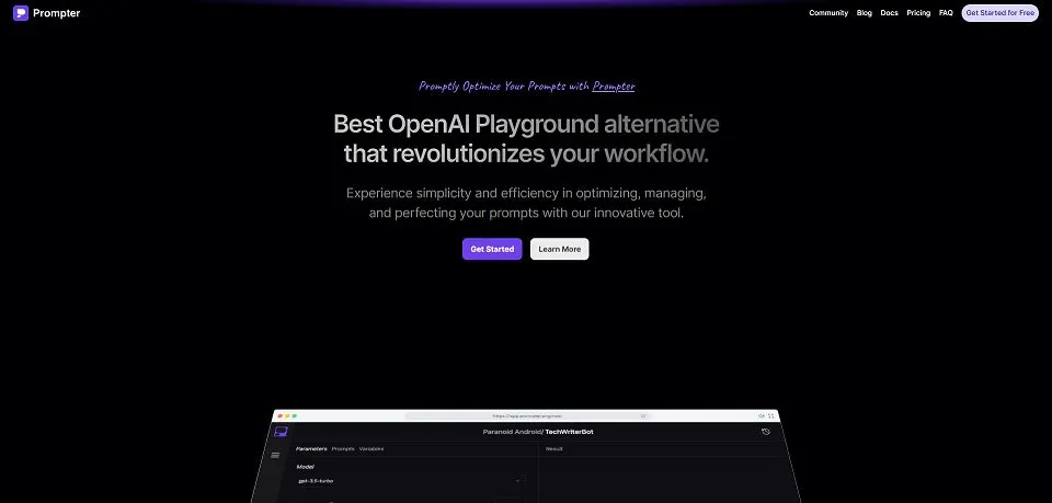 Prompter landing page