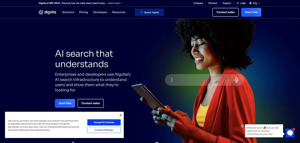 Algolia landing page