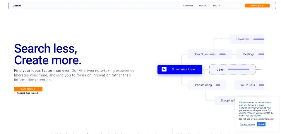 UBBLU landing page